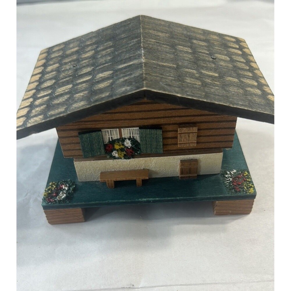 Vintage Reuge Swiss Chalet Wood House Music Box *Works Beautifully D